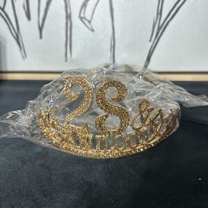 28 & fabulous birthday crown gold tiara new celebration